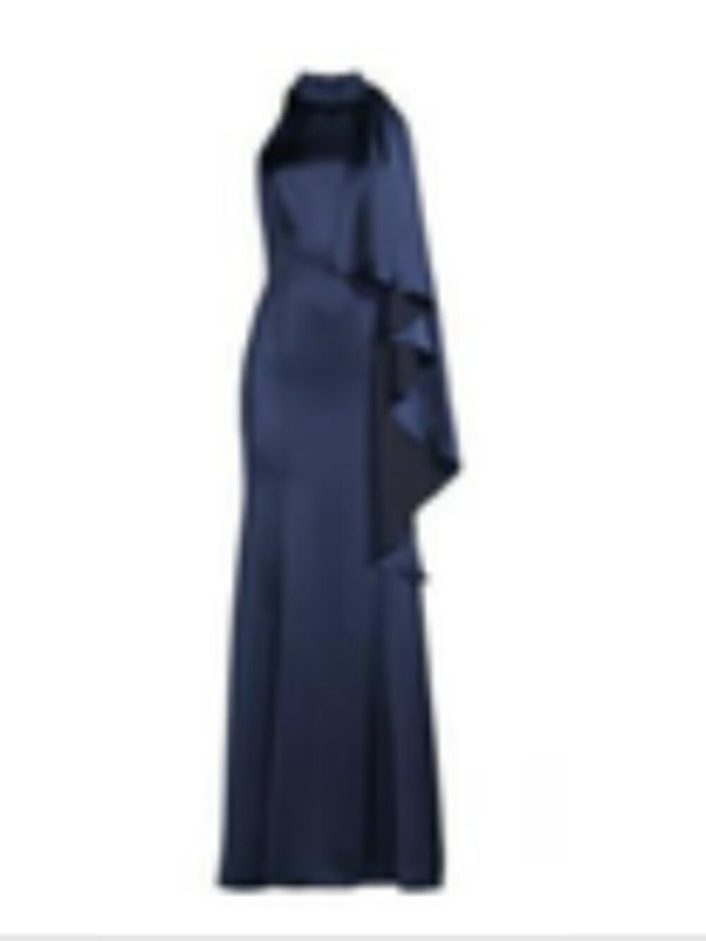 AIDAN MATTOX Satin Halter Assymetric Mermaid Gown Navy Blue Size 8 New With Tags